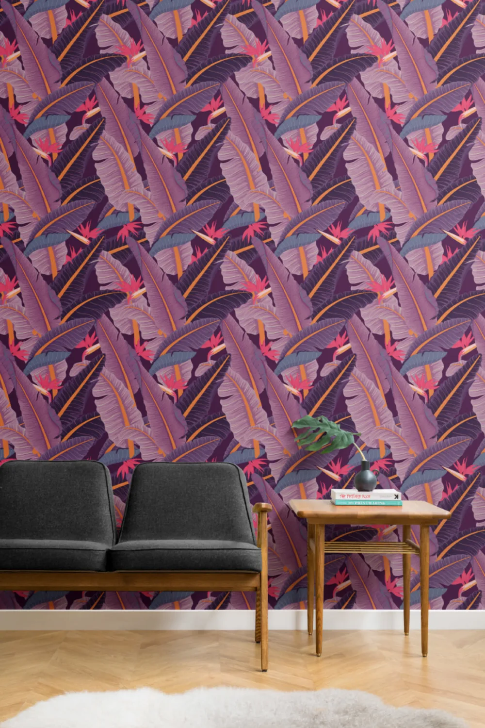 Violet Banana frunze model tapet tropical Mural