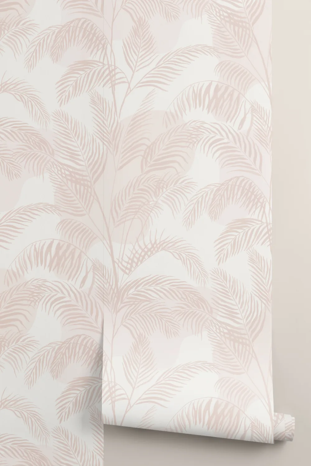 Pastel Pink Inky Tropical Pattern Wallpaper Mural