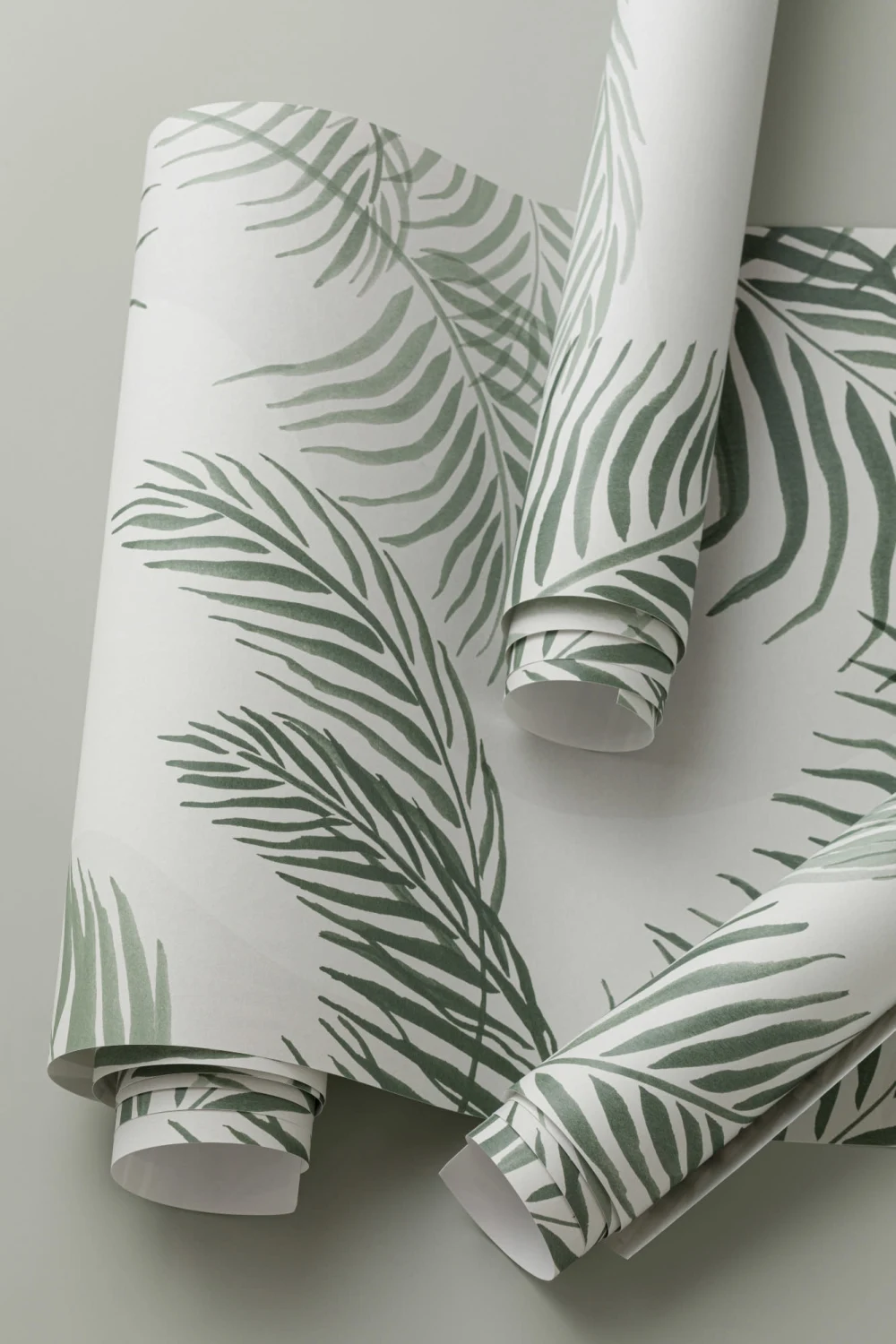Green Inky Tropical Pattern Wallpaper Mural