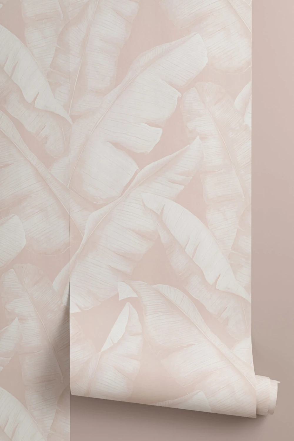 Watercolor Pink Tropical Leaves Repeat Pattern Wallpaper