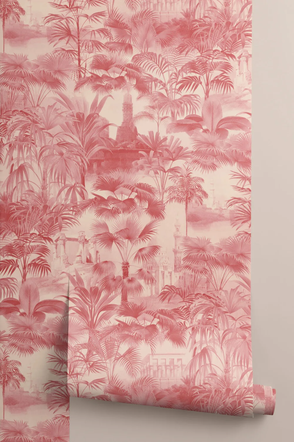 Rød Vintage Tropical Jungle Bakgrunn
