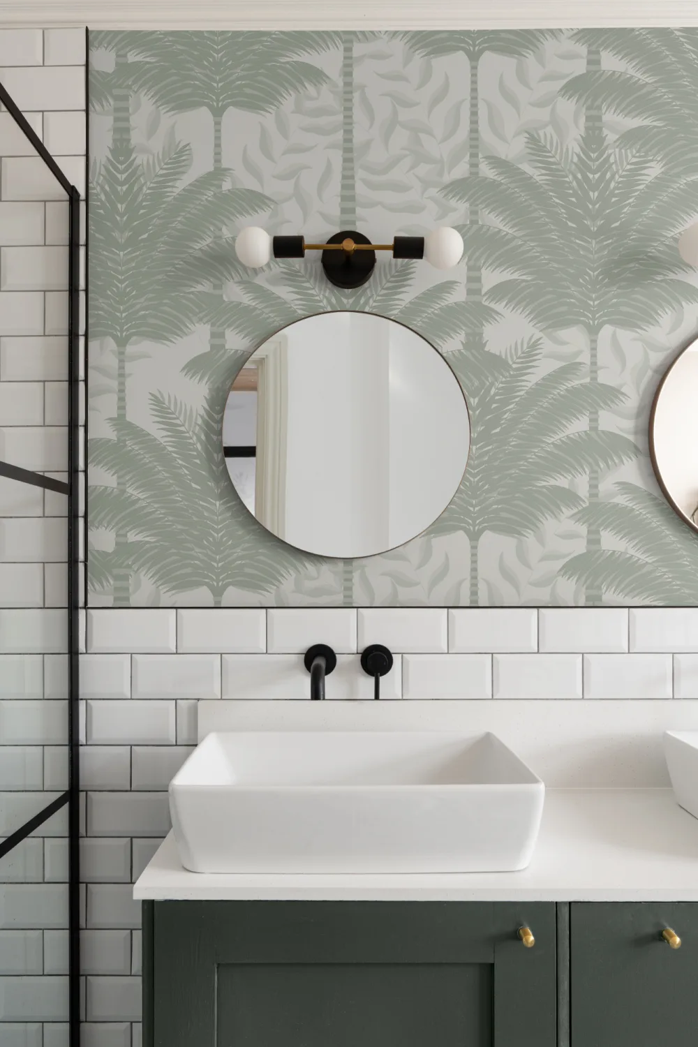 Grøn art deco palmer tapet vægmaleri