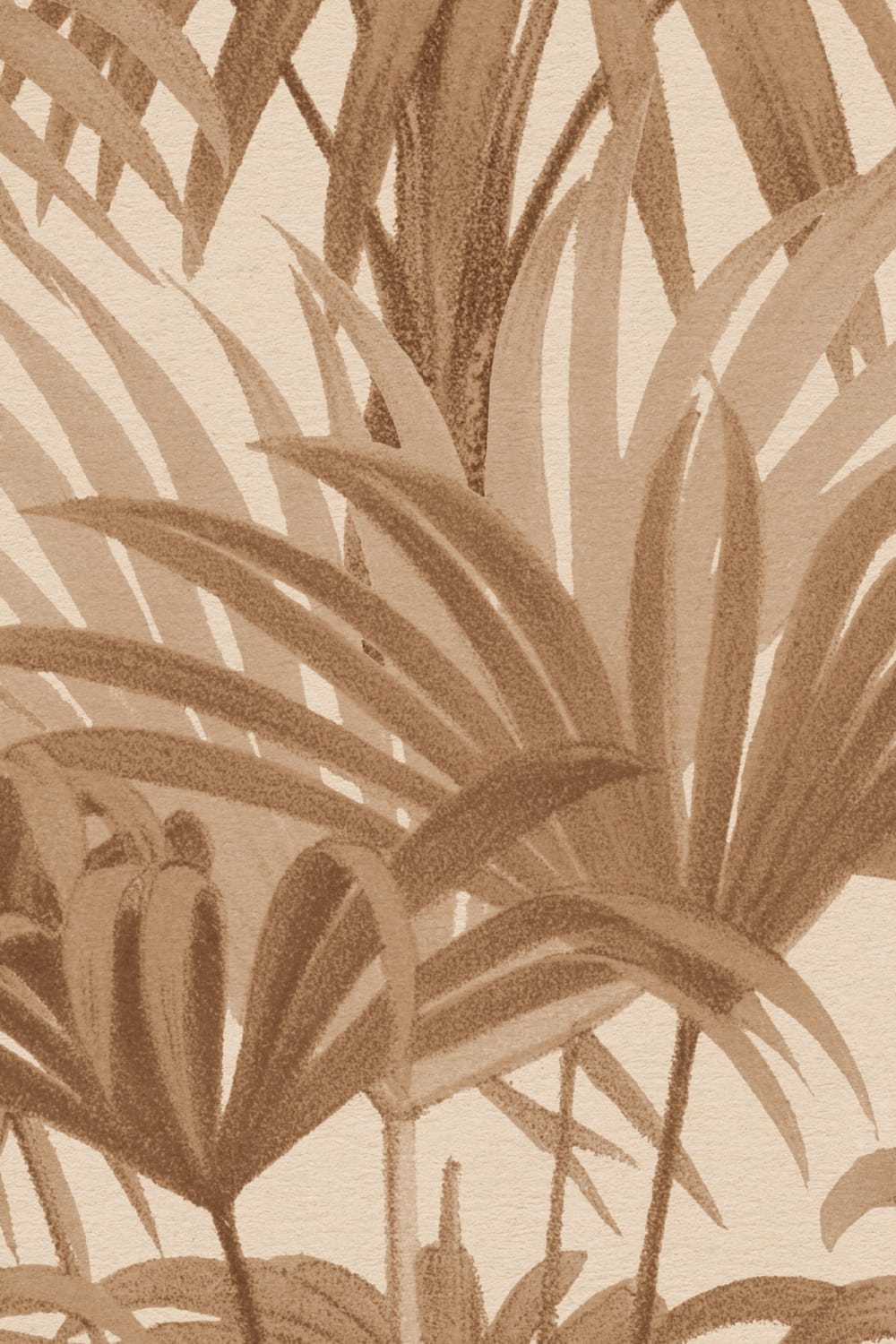 Tapet botanic Bower Brown Vintage Palm în tonuri calde de pământ