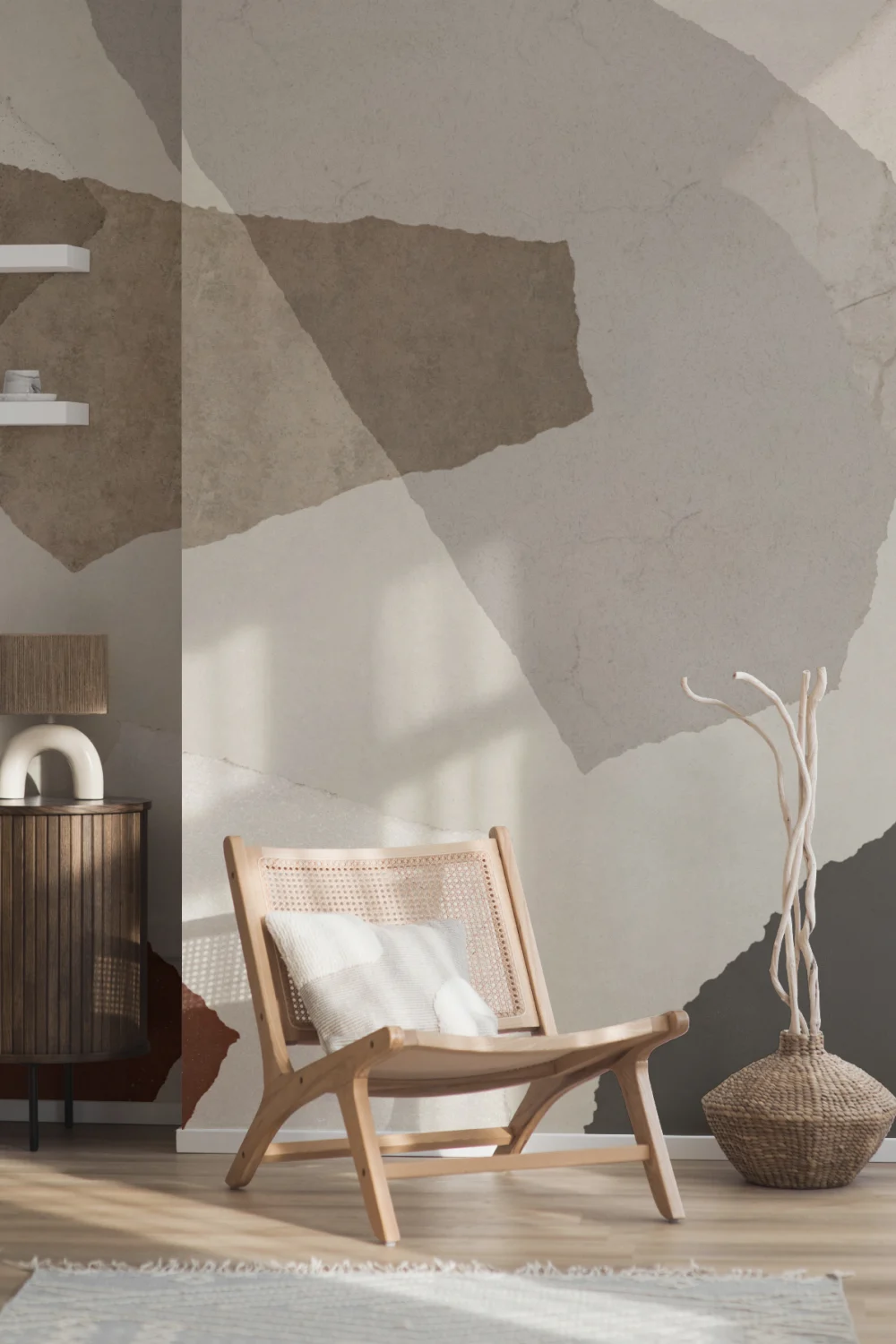 Large Neutral Terrazzo Inspired Wallpaper Mural