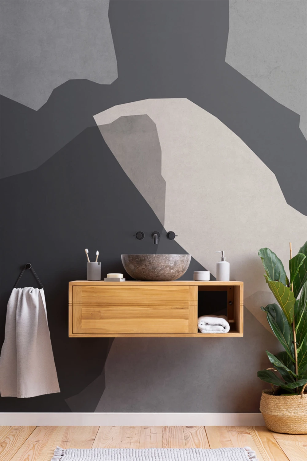 Mural mare de tapet inspirat din terrazzo întunecat