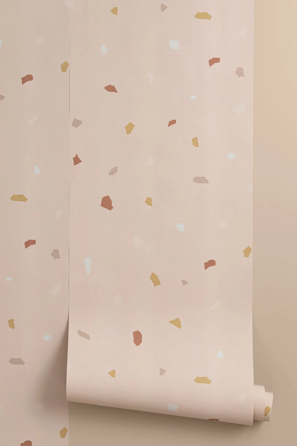 Pink and Neutral Minimal Terrazzo Repeat Pattern Wallpaper