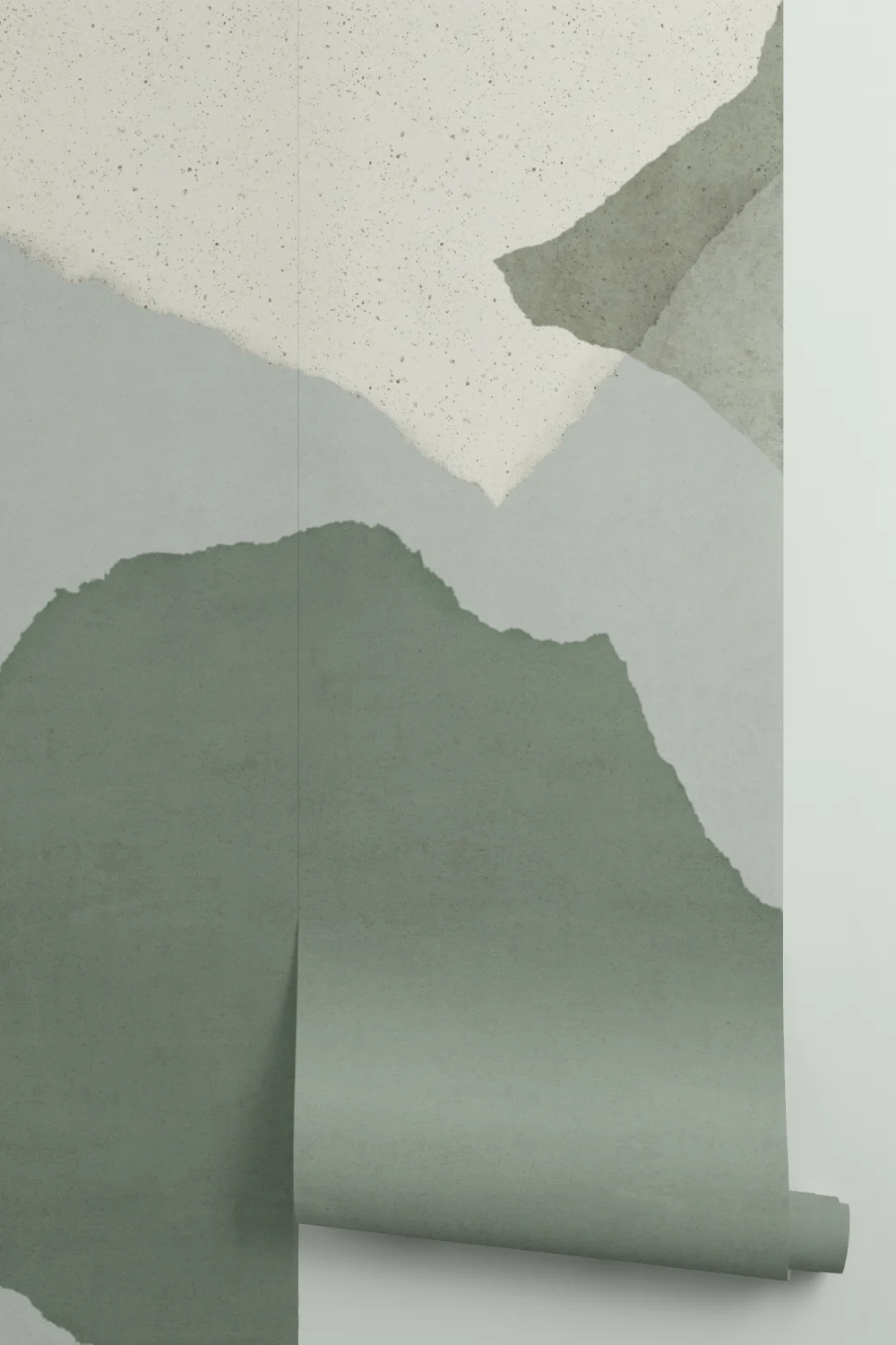 Green Abstract Minimalist Mural Adds Tranquil Elegant Vibes