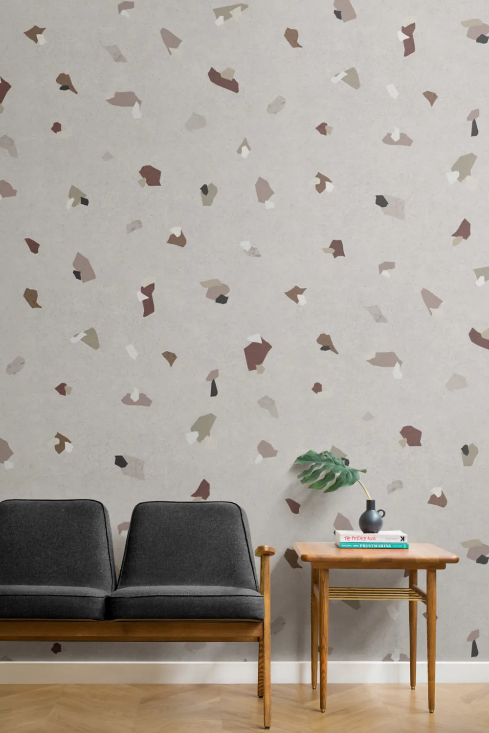 Earth Tones Terrazzo Effect Pattern Wallpaper Mural