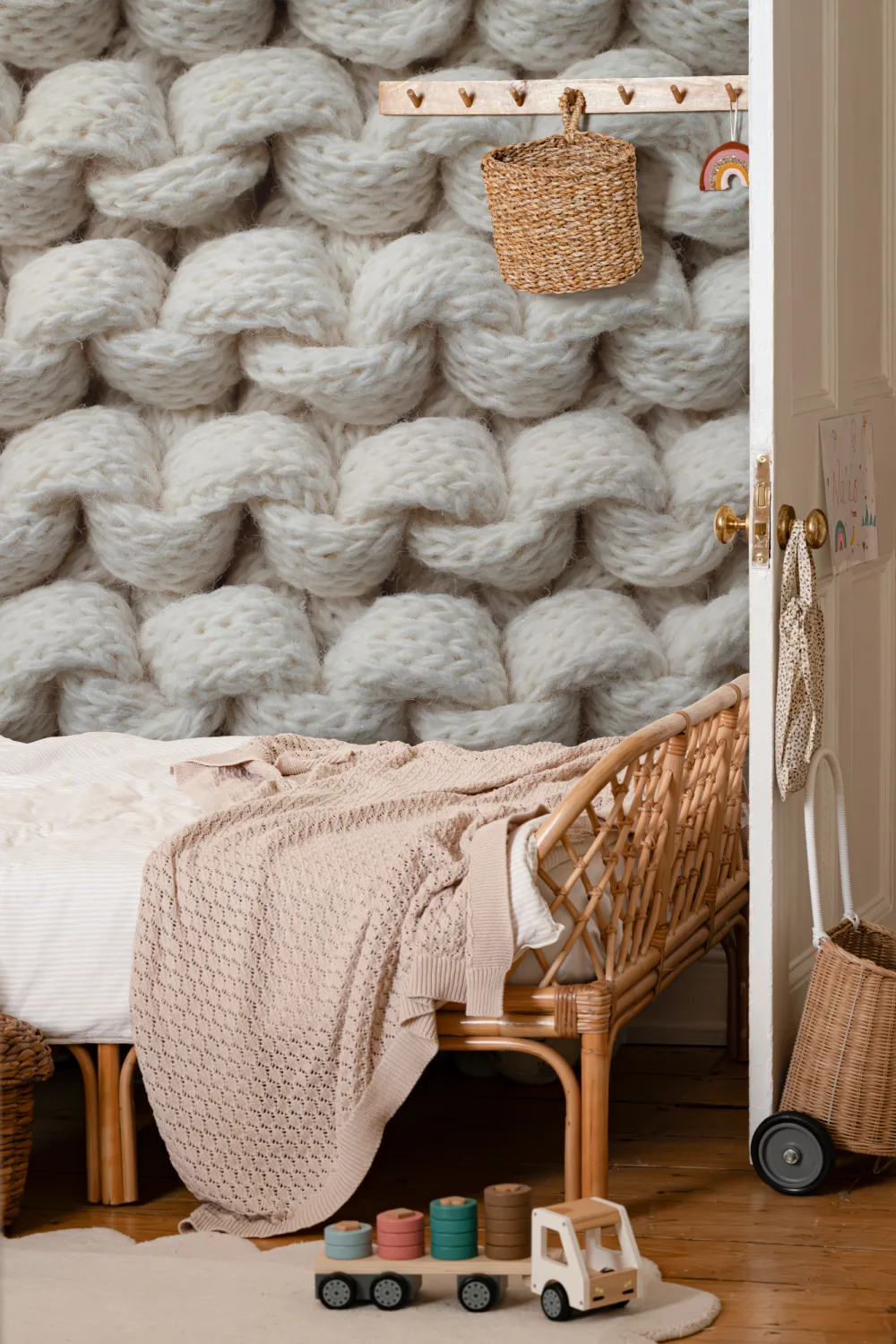 Hvid Chunky Knit tapet vægmaleri