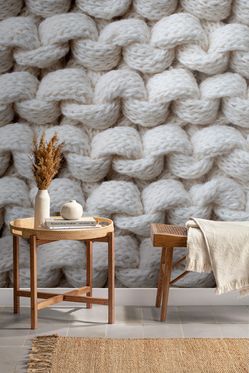 Hvid Chunky Knit tapet vægmaleri