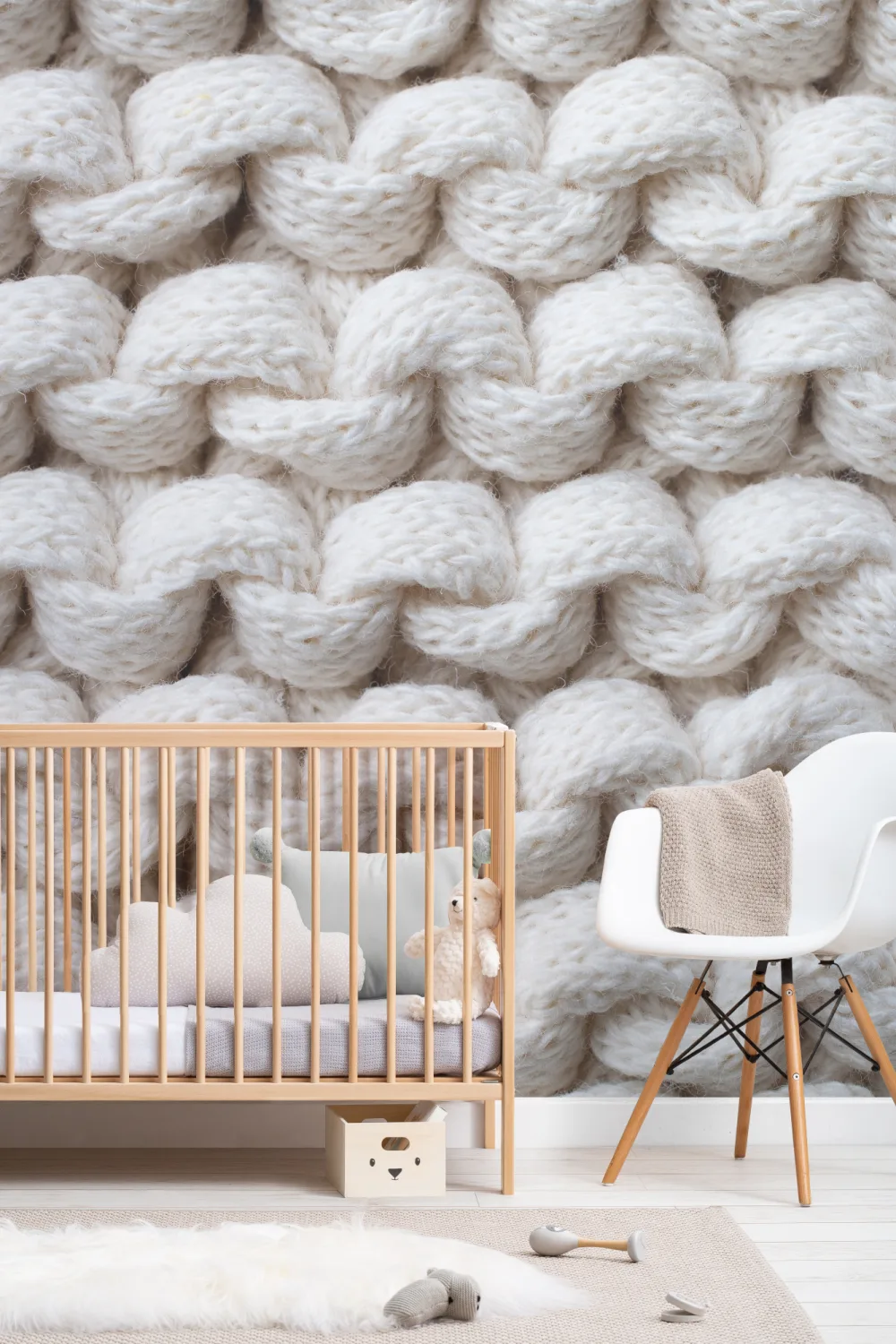 Hvid Chunky Knit tapet vægmaleri