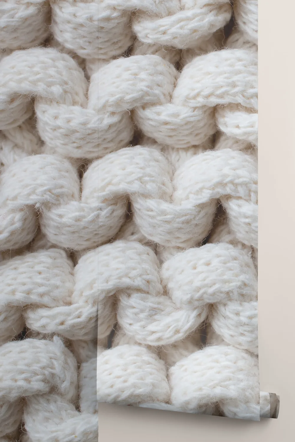 Hvid Chunky Knit tapet vægmaleri