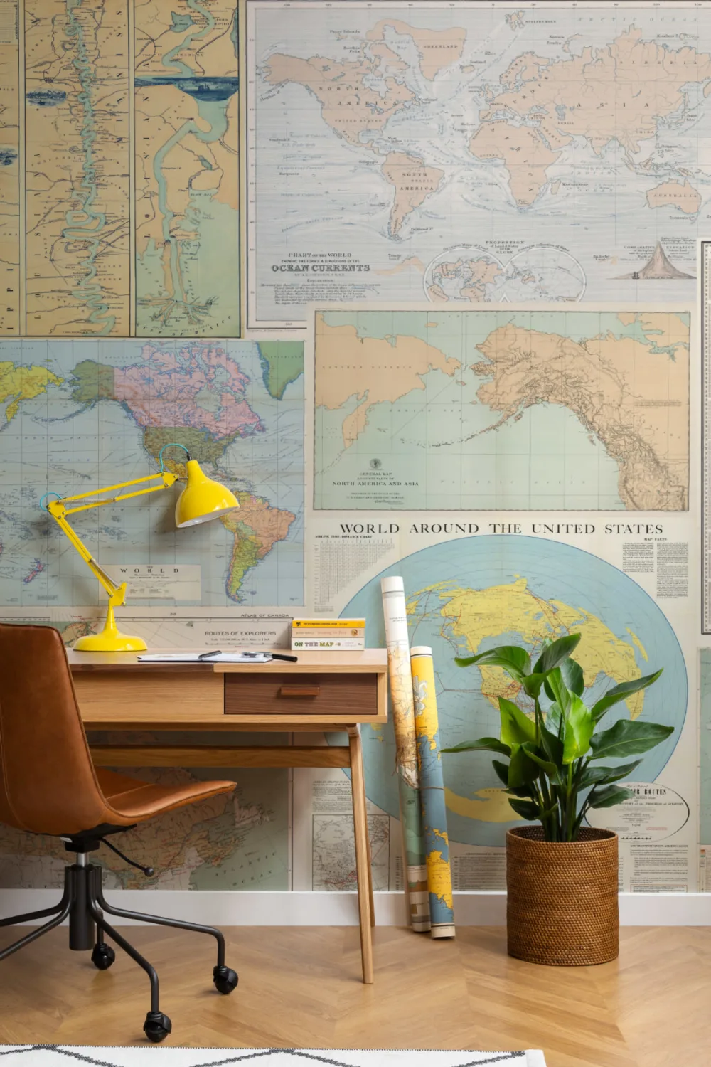 Vintage World Map Collage Wallpaper Mural