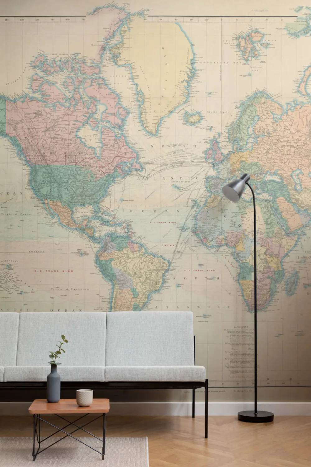 Mapa do mundo de projeção de Mercator Papel de parede Mural