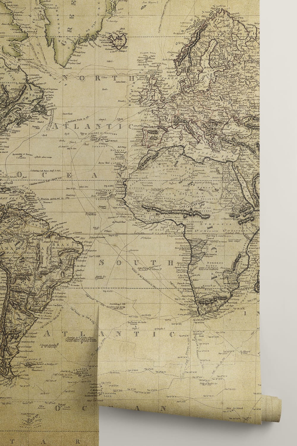 Antique Aged Map Wallpaper Mural