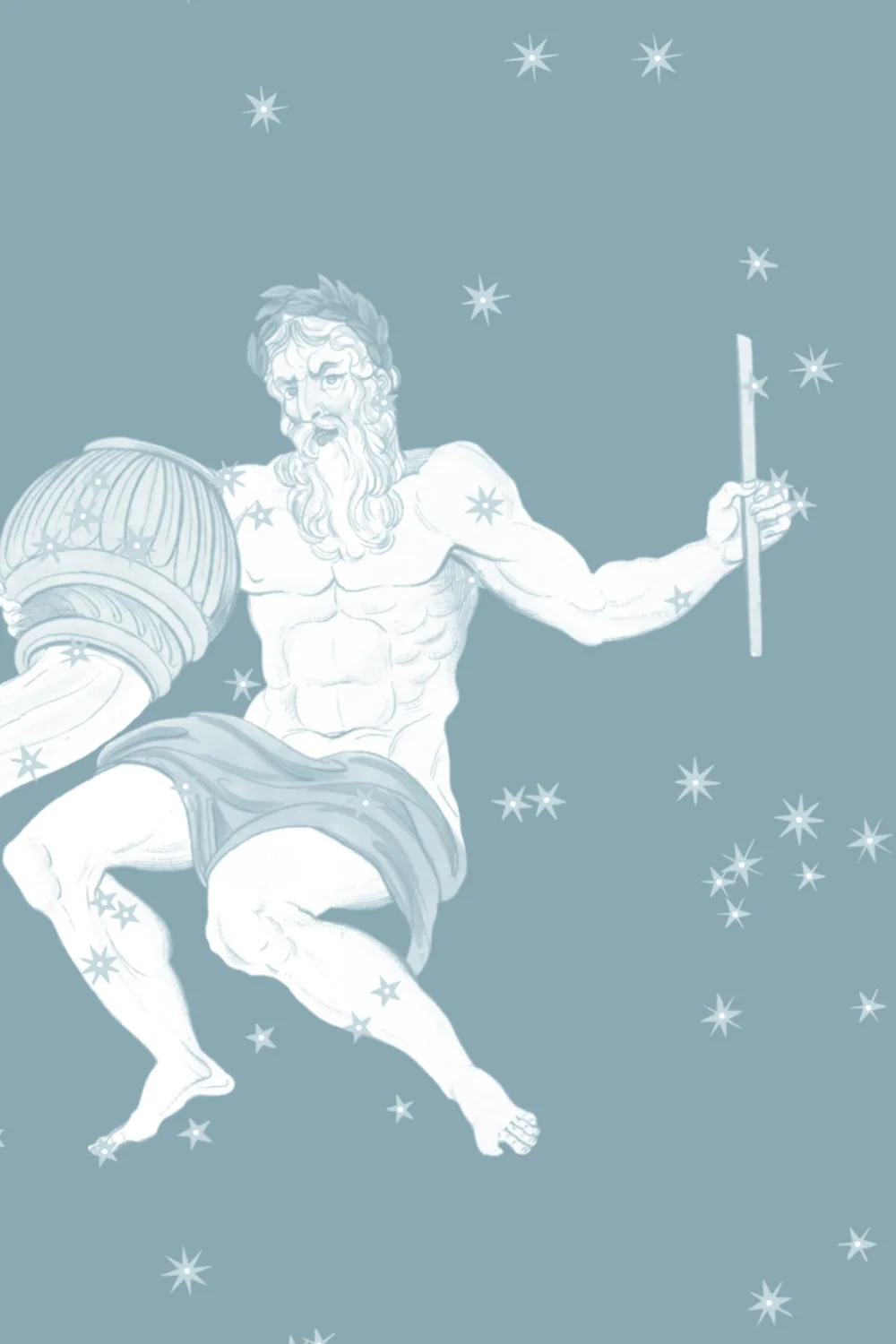 Blauwe Geïllustreerde Astrologische Sterrenbeelden Muurschildering