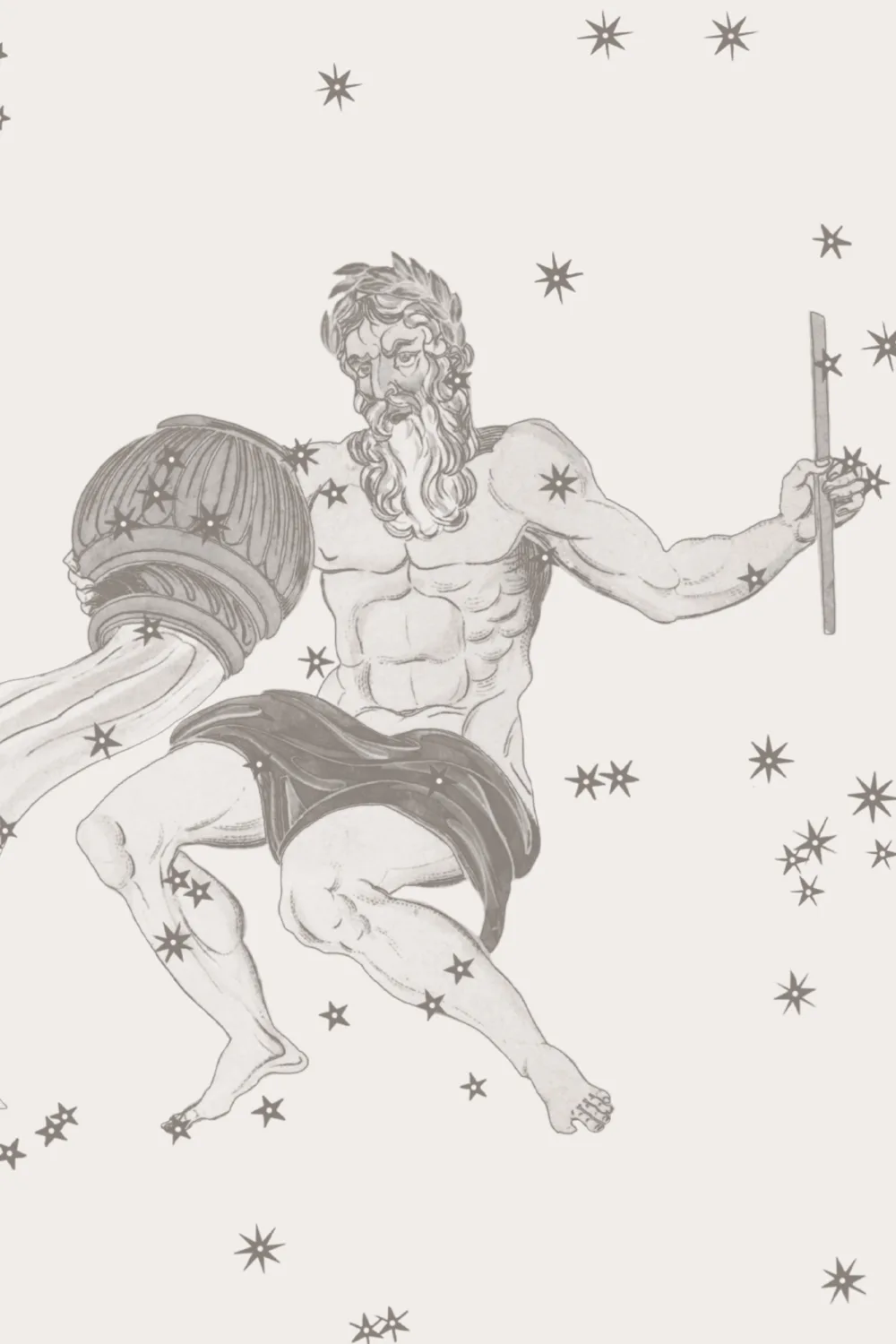 Gray Illustrated Astrological Star Signs Mural