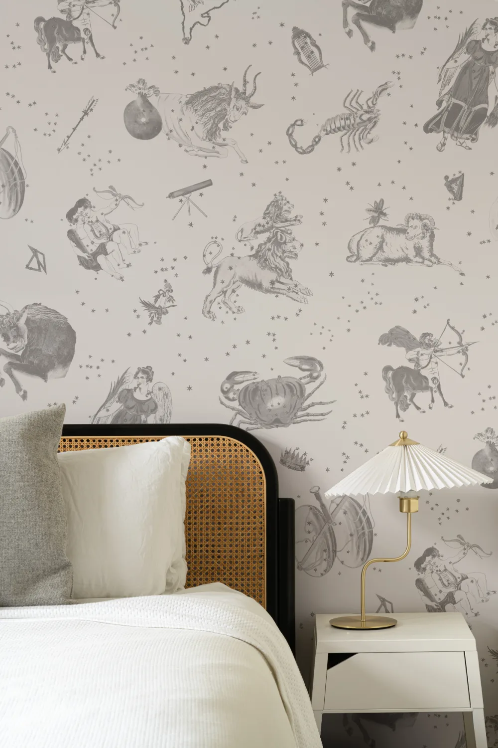 Gray Illustrated Astrological Star Signs Mural