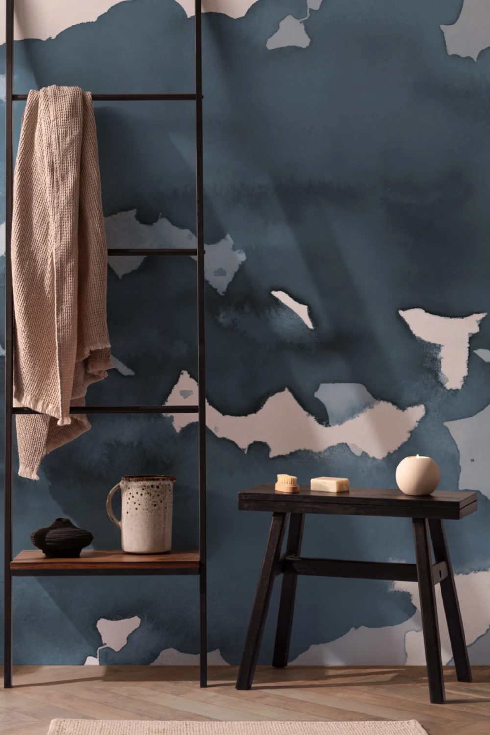 Mirage Deep Blue acuarelă Wallpaper Mural