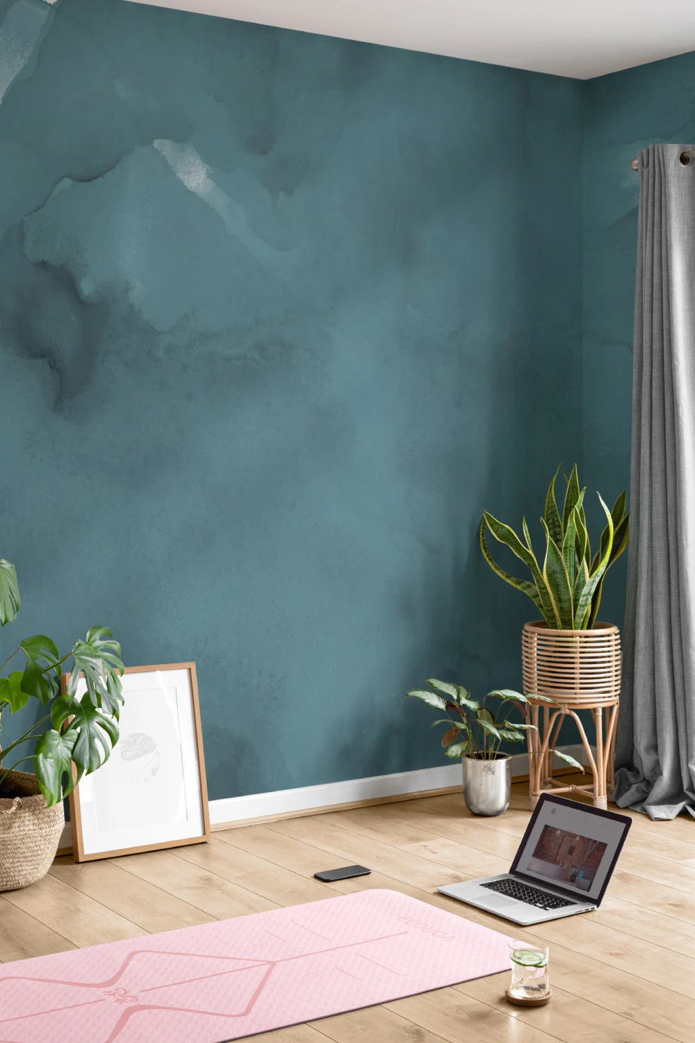 Envy Teal akvarell fototapet