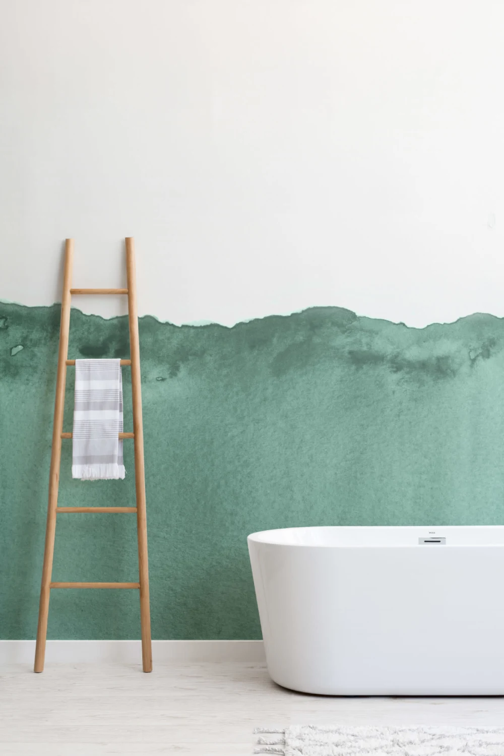 Mural de papel de parede em aguarela Green Wave