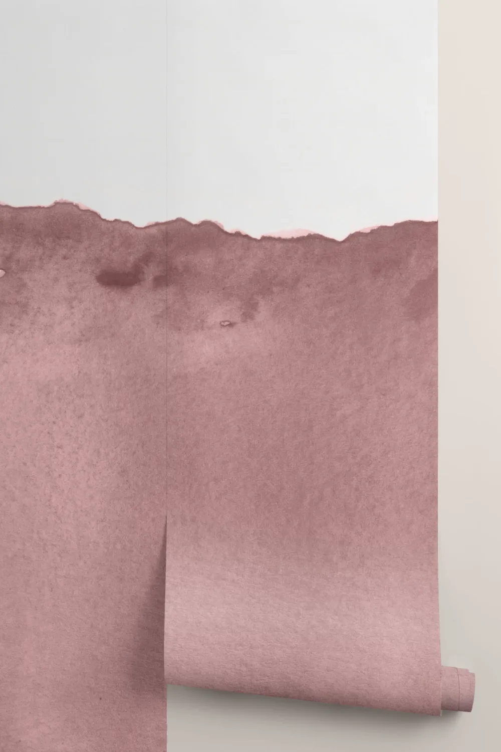 Carta da Parati Rosa Scuro in Stile Acquerello Astratto con Effetto Onda