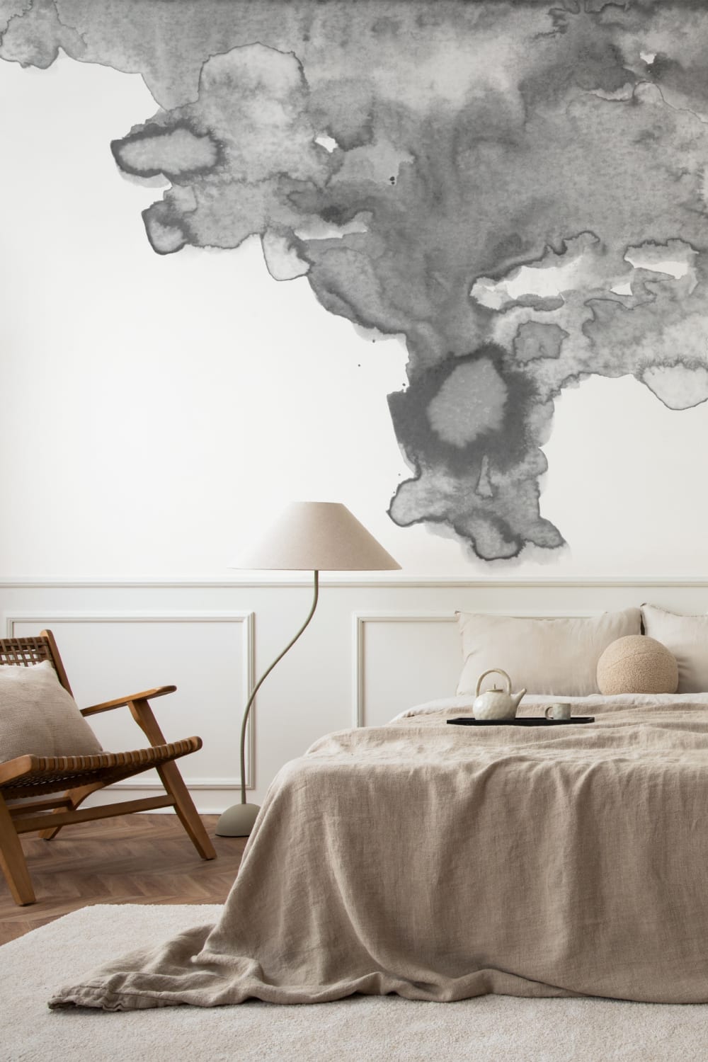 Soft Gray Watercolor Wallpaper Mural