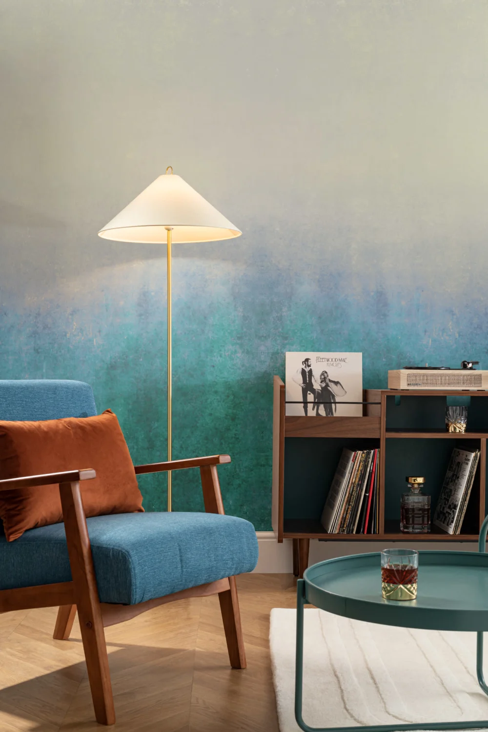 Blue Grunge Ombre Wallpaper Mural