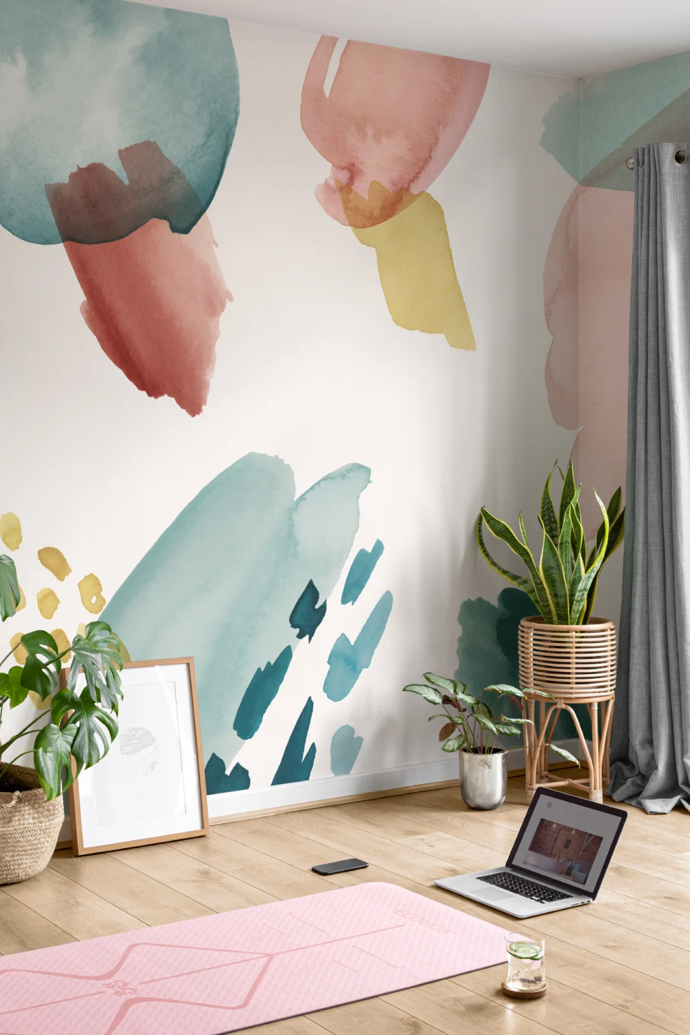 Multi-colorat Abstract acuarelă perie Strokes Wallpaper Mural