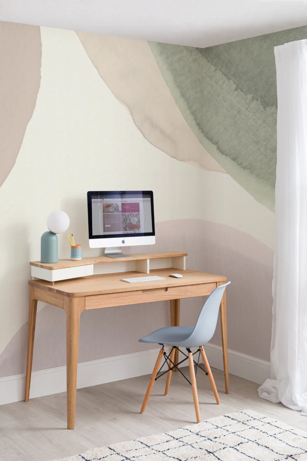 Calming Watercolour Shapes Abstract Wallpaper Mural