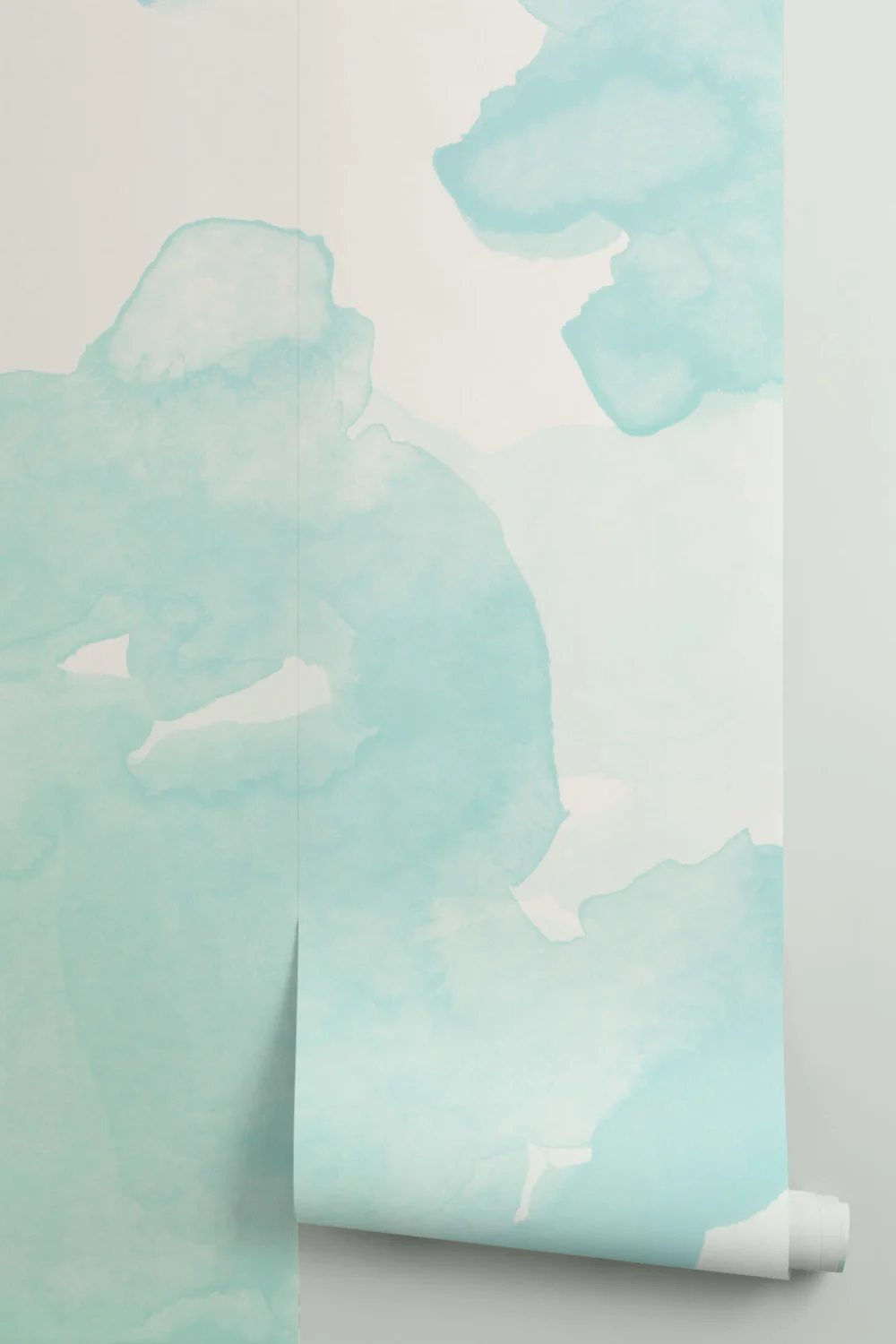 Mural de parede com tinta de aguarela verde-pastel e azul Ombre