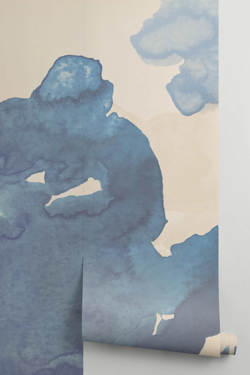 Blå Ombre Akvarel Inkspill Fototapet