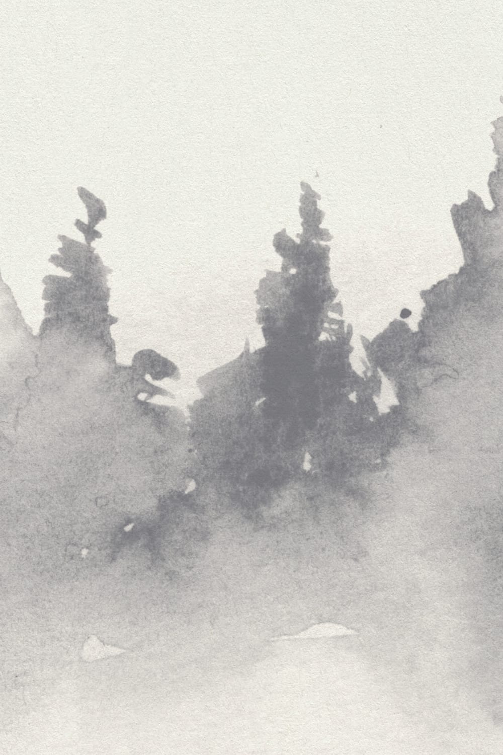 Grijze aquarel Boslandschap Natuur Muurschildering