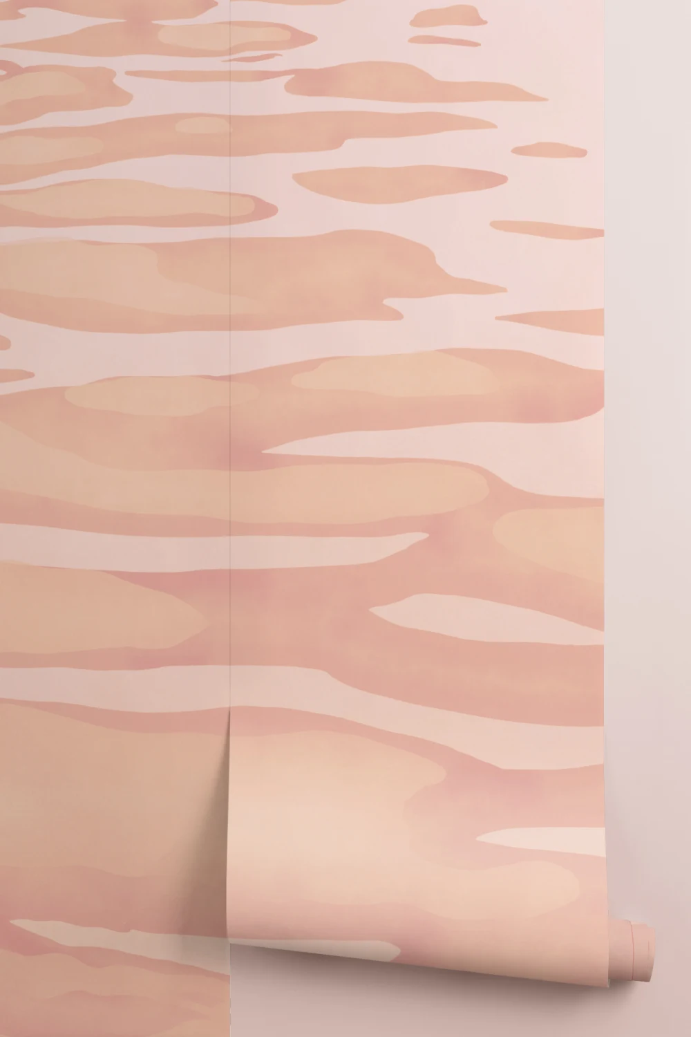 Peach Hand Painted Water Ripple Mural