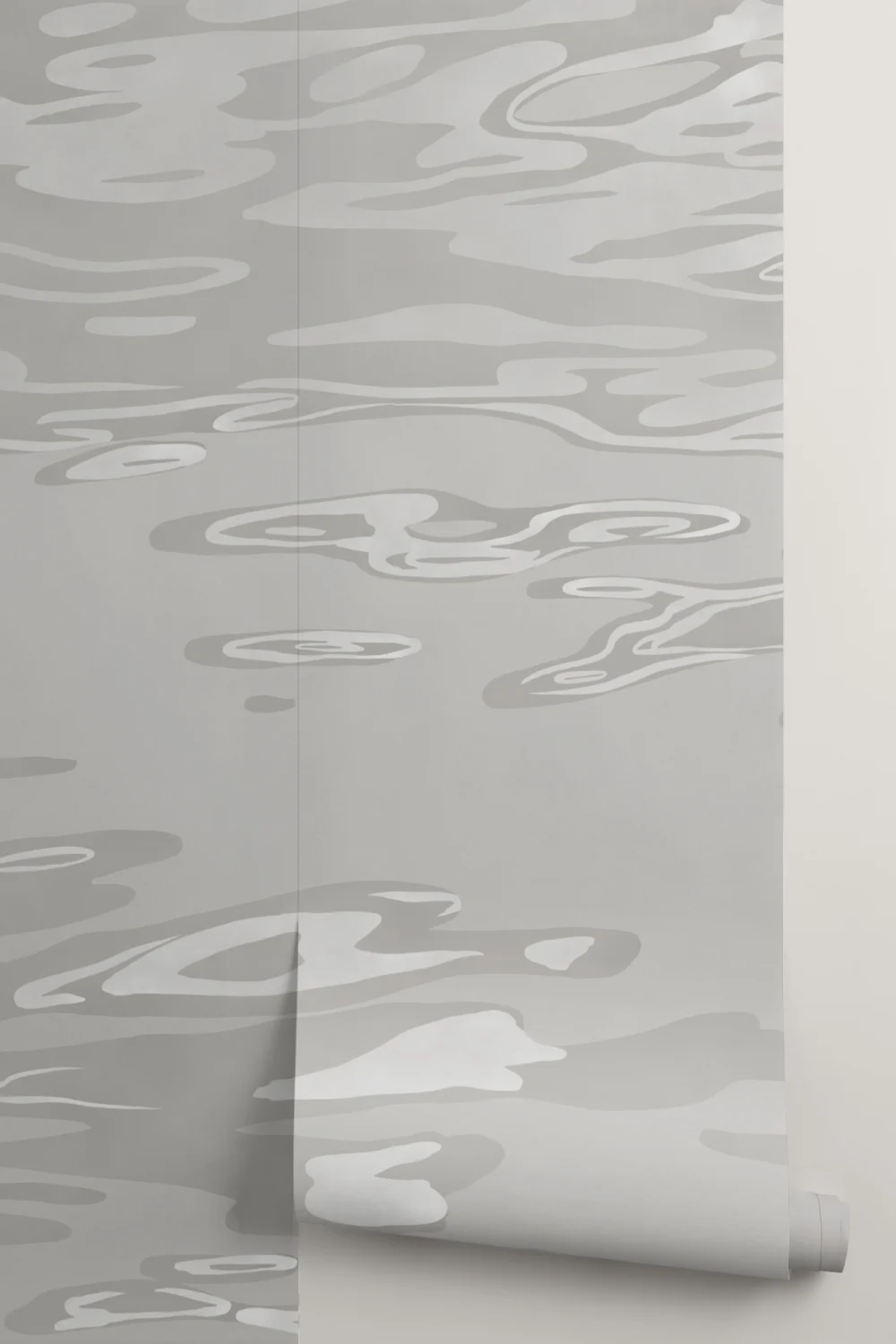 Carta da parati dipinta a mano in beige con effetto increspatura dell'acqua