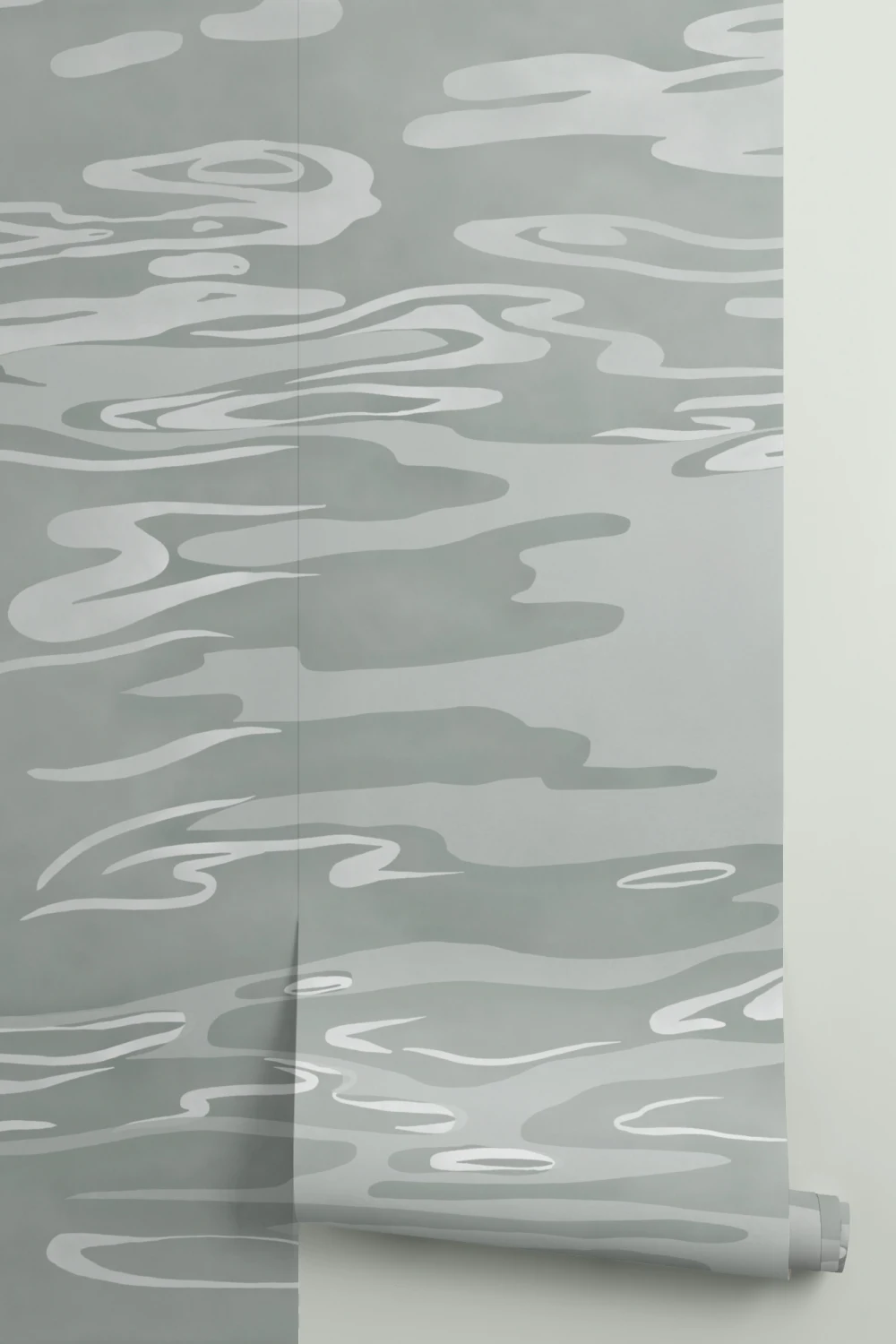 Green Hand Painted Water Rippling Effect Mural