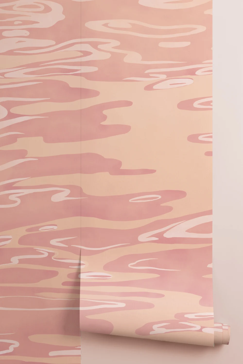 Peach Hand Painted Water Rippling Effect Mural