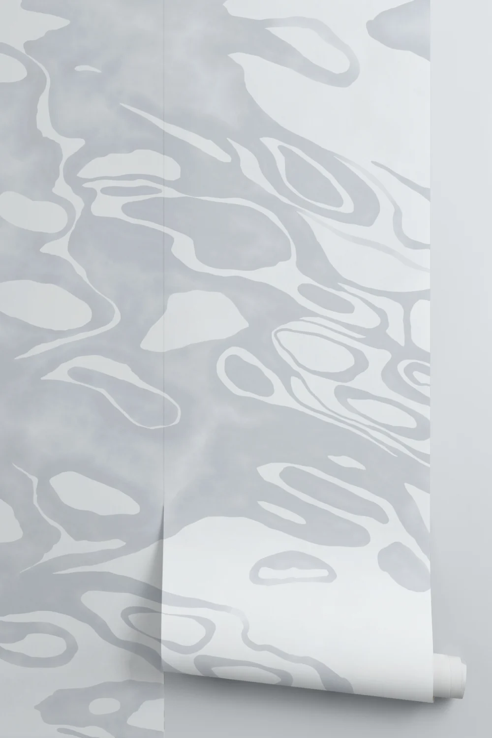 Gray Hand Painted Swirling Water Mural