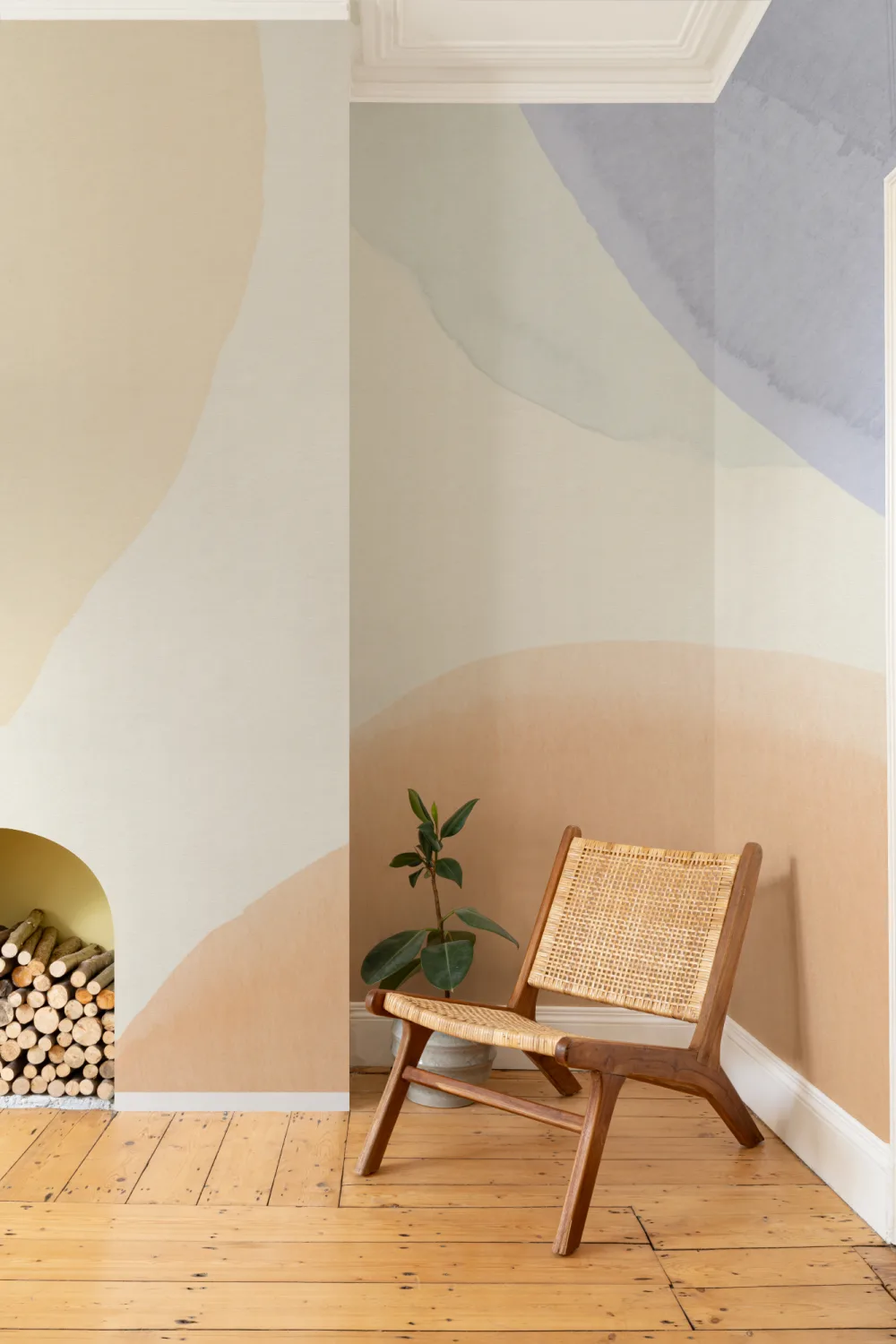Bright Calming Acuarela Formas Mural Abstracto