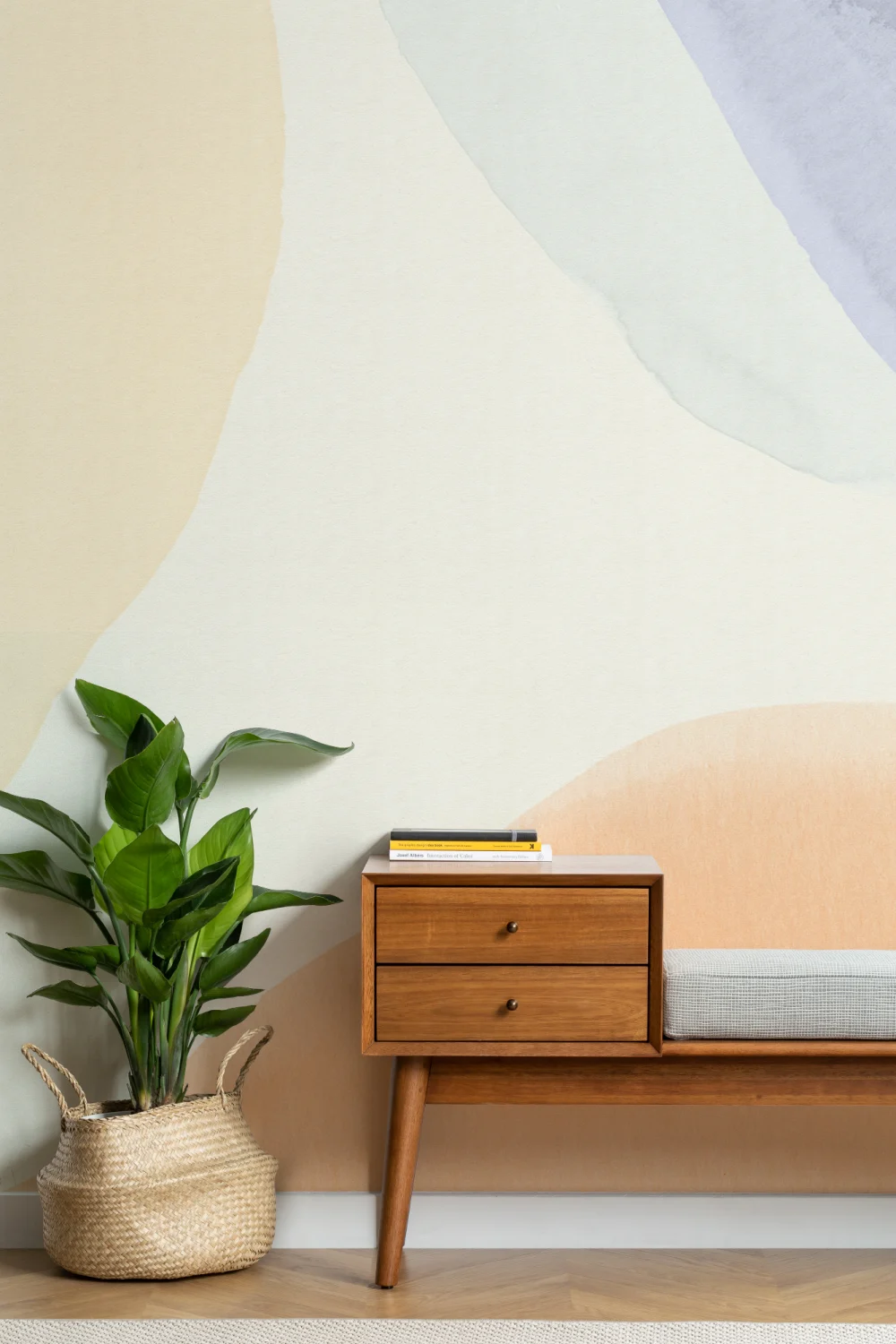 Bright Calming Acuarela Formas Mural Abstracto