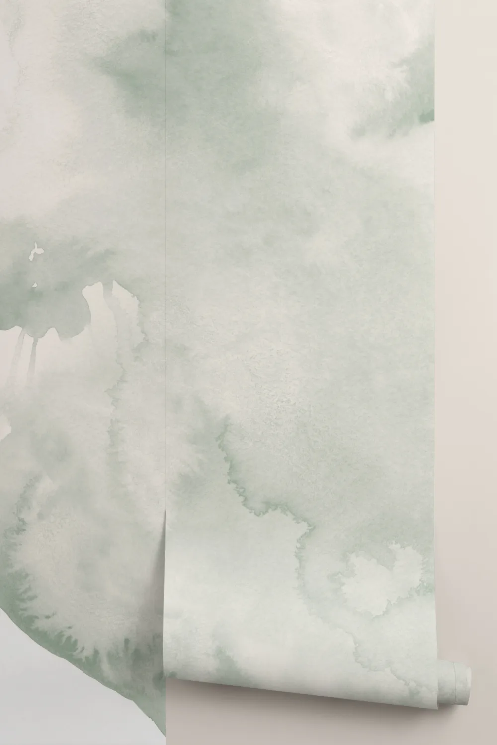 Green Swilling Abstract Watercolor Mural