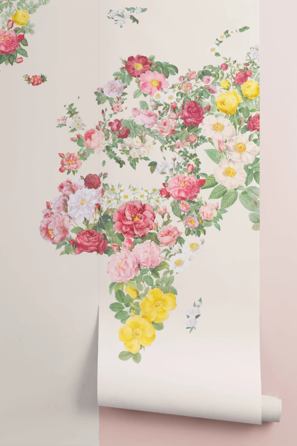 Colourful Abstract Vintage Flower World Map Wallpaper Mural