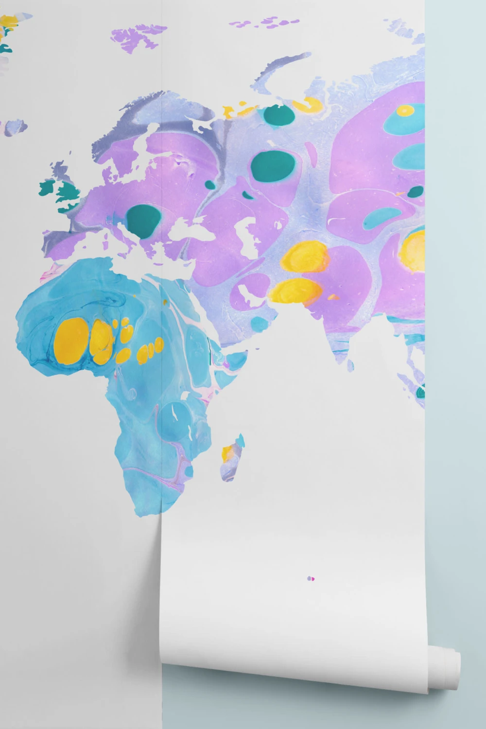 Multi-Coloured Marble World Map Wallpaper Mural