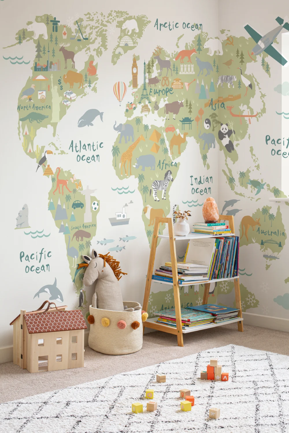 Kids Cartoon World Map Wallpaper Mural