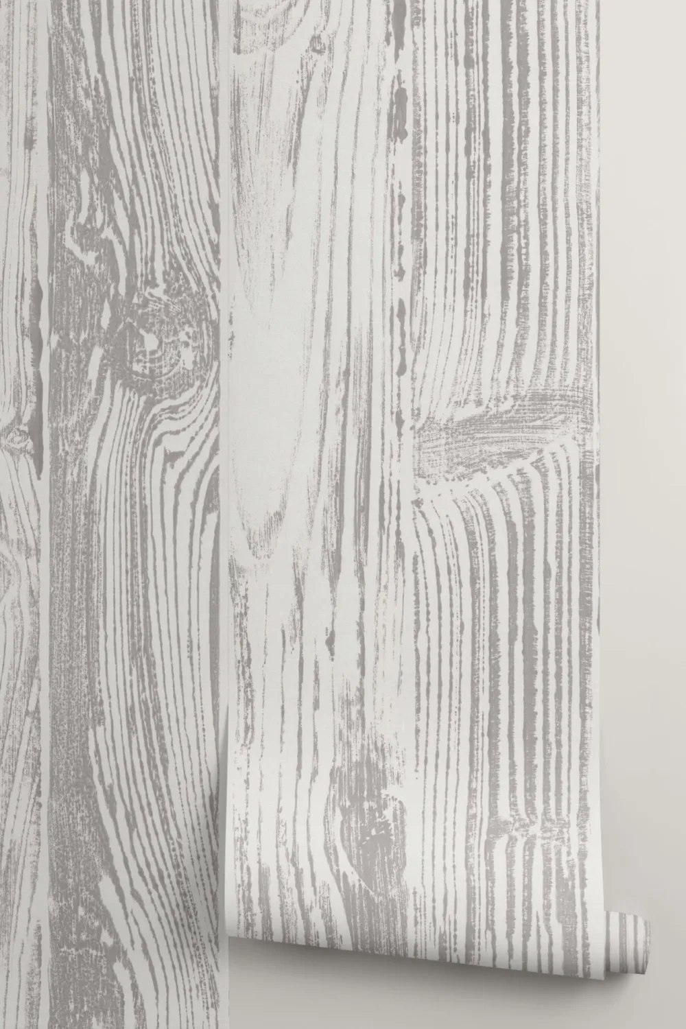 Papier Peint Panoramique Planche de Bois en Crème et Gris