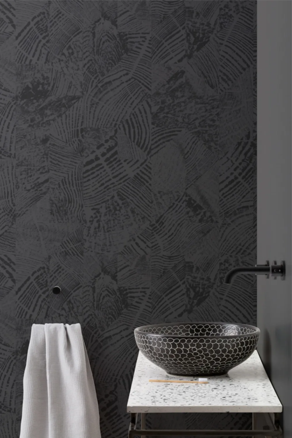 Gri închis și negru Wood Grain model tapet Mural