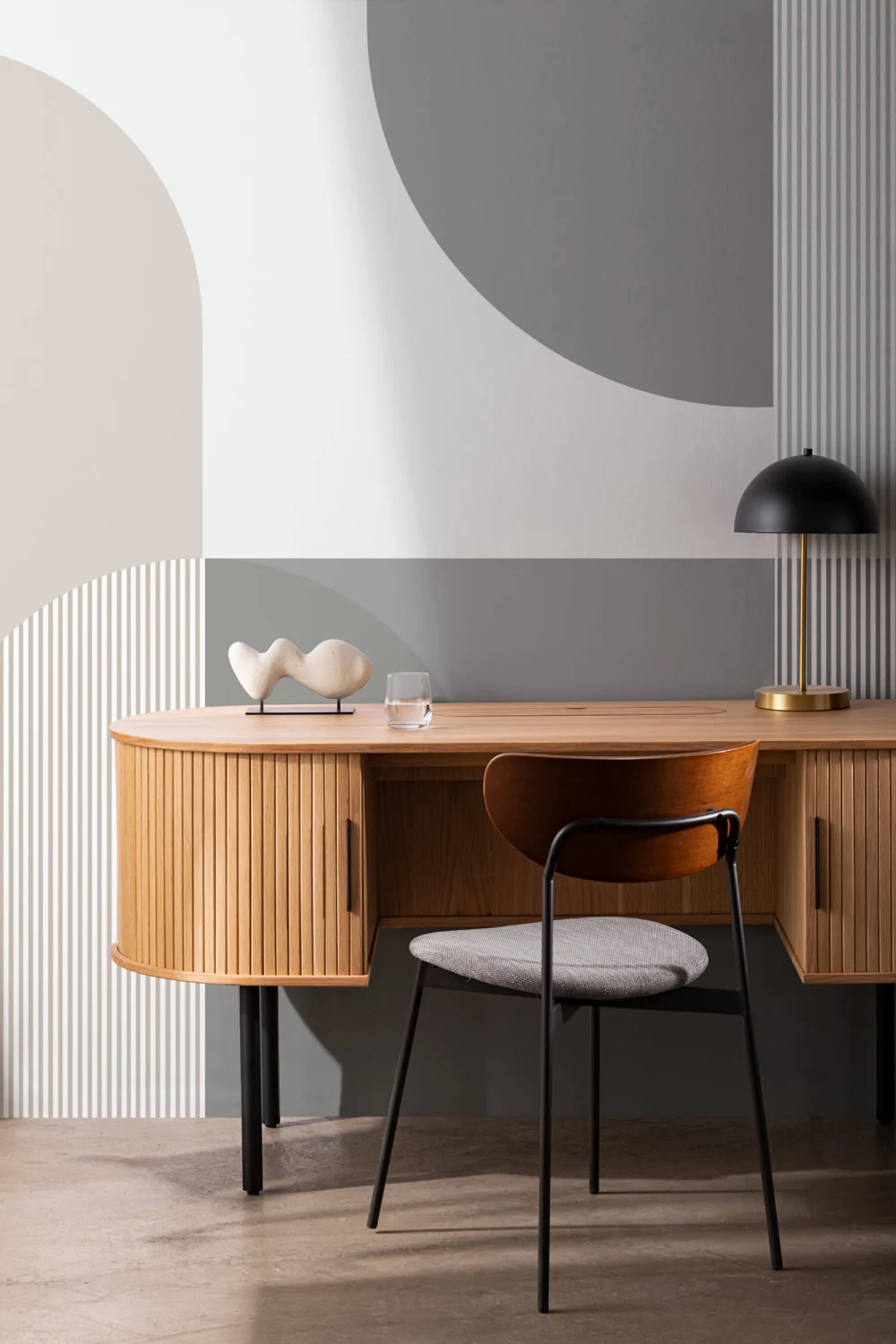 Nøytral Grå Scandi Geometrisk Fototapet