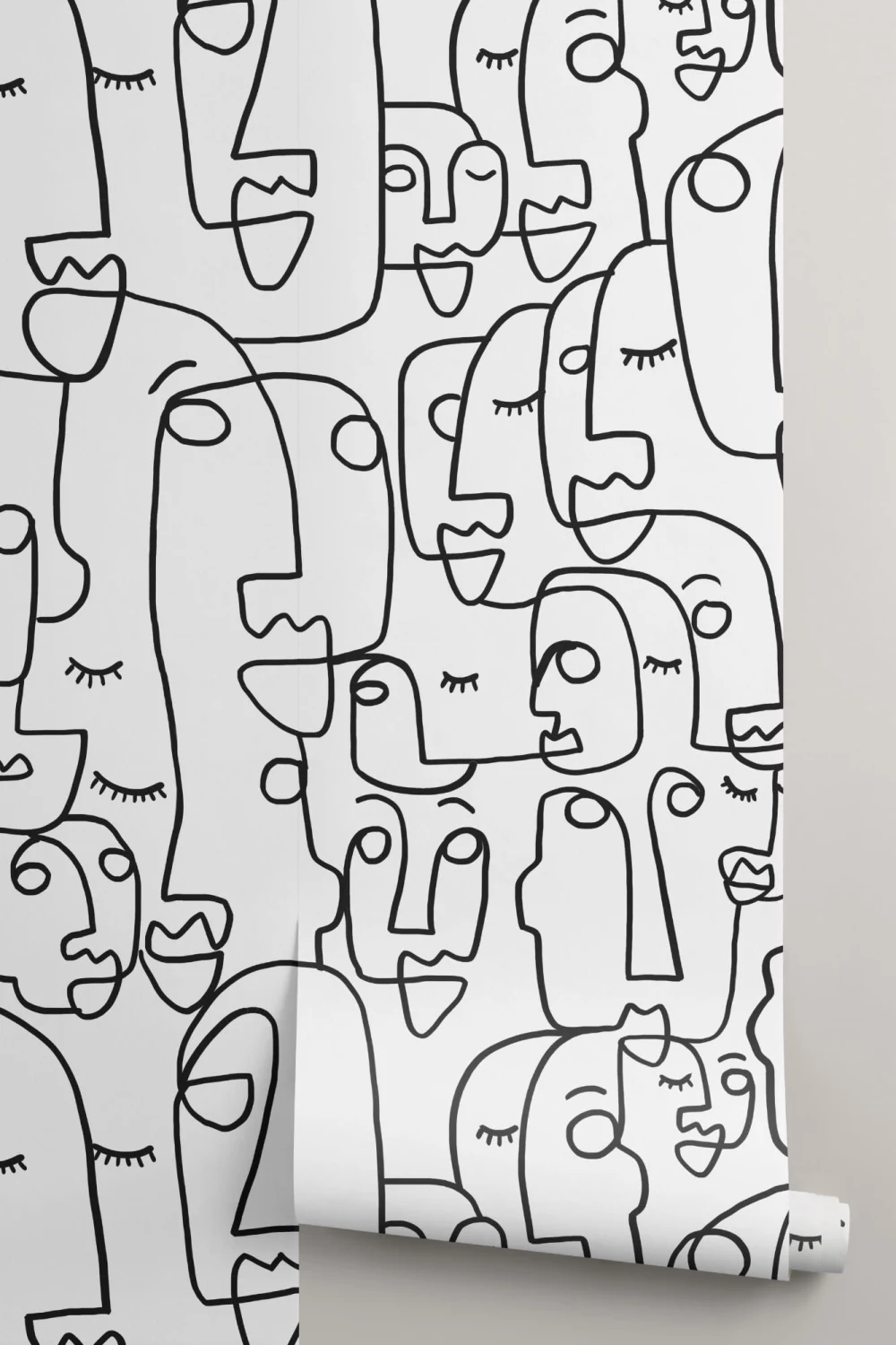 Mural Papel Pintado Perfiles de Caras Dibujadas