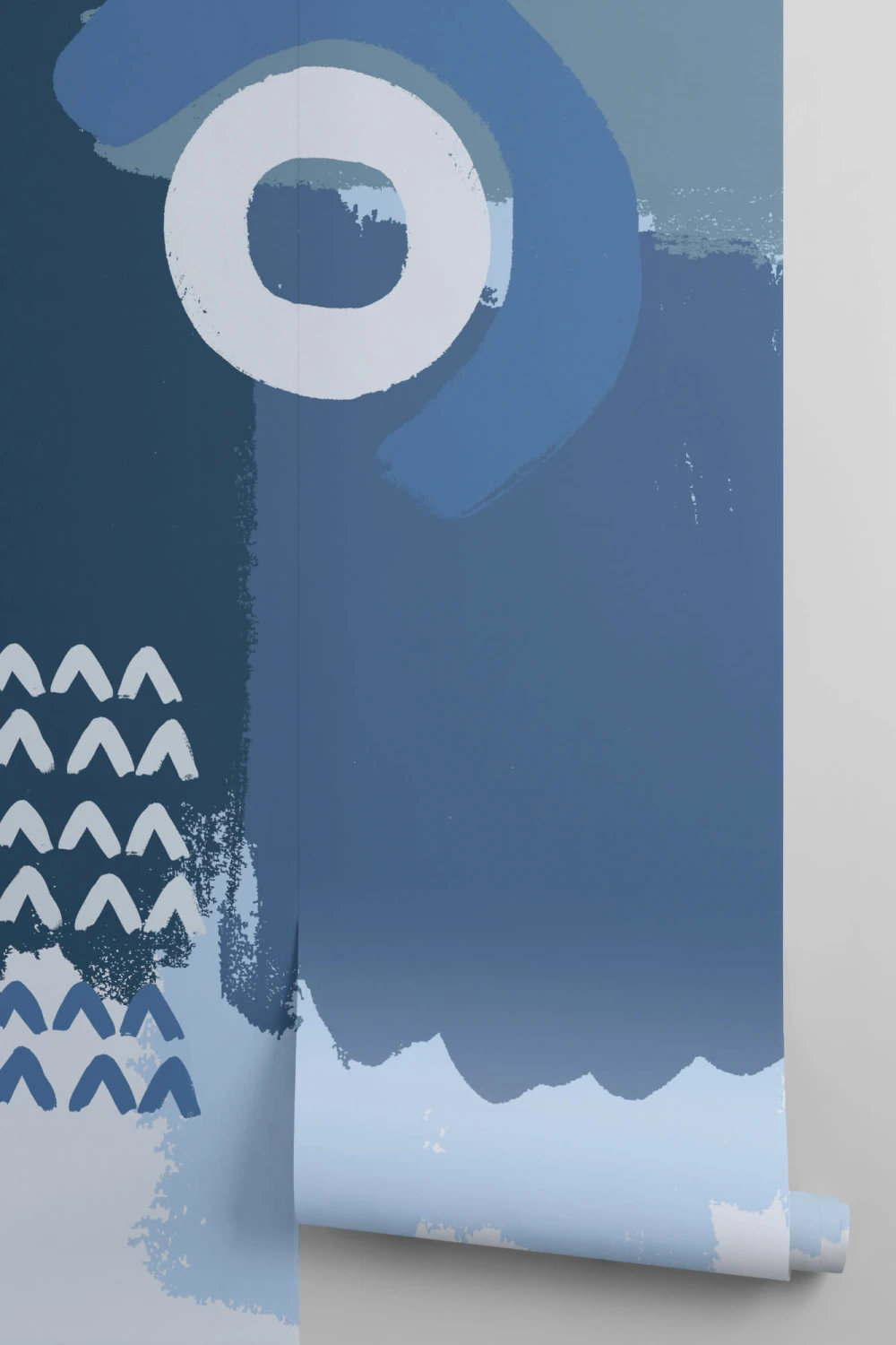 Blauw Abstract Schilderen Behang Muurschildering