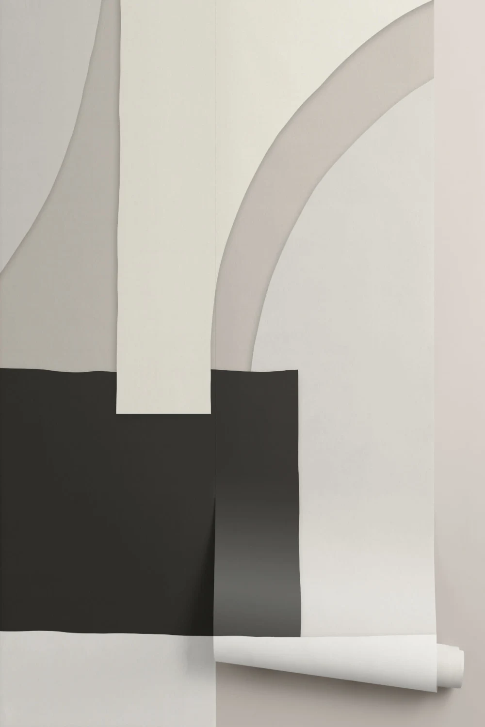Black and Beige Abstract Shapes Wallpaper Mural
